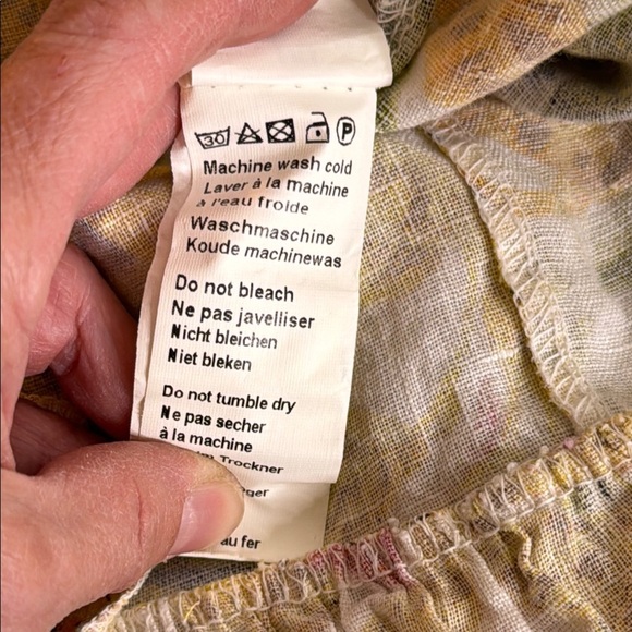 Floral 100% Linen Made in Italy Yellow and Pink Oversized Tunic Dress - Picture 7 of 8